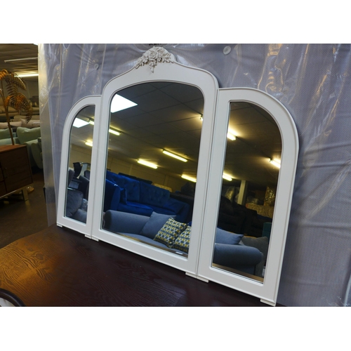 1573 - A white painted dressing table with contrast top and upholstered stool