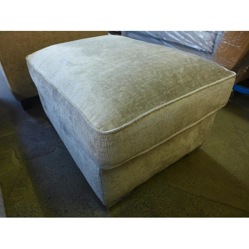 1605 - A silver upholstered large cushioned top rectangular footstool