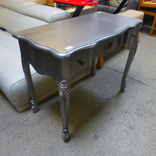 1650 - A silver dressing table and pink industrial style light fitting