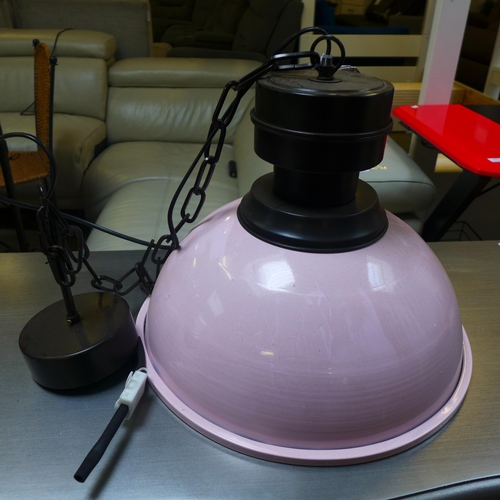 1650 - A silver dressing table and pink industrial style light fitting