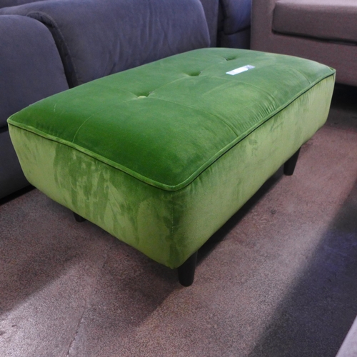 1483 - A moss green velvet button top small footstool, loose stitching