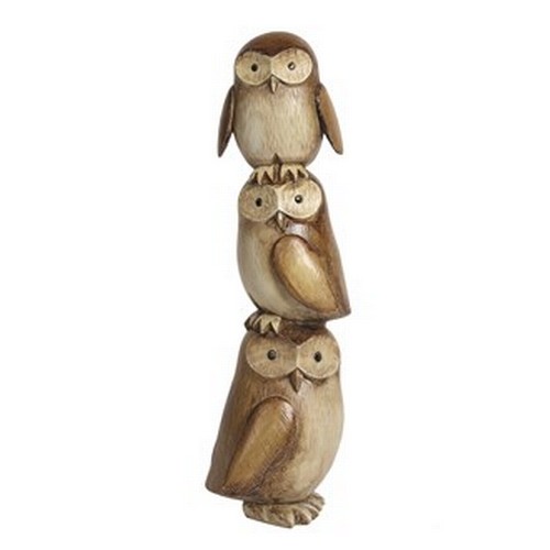 1331 - A wood effect owl trio tower, H 17cms (3033307)   #