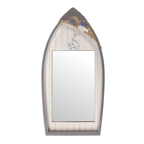 1347 - A decorative wooden boat mirror H74cm (879629)