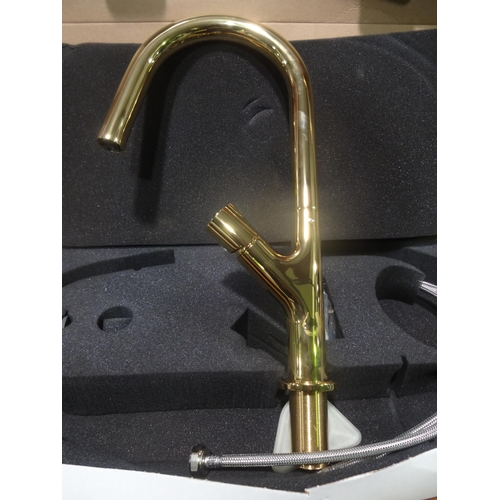 3058 - Azura Gold Mixer Tap - High Pressure Only *This lot is subject to VAT