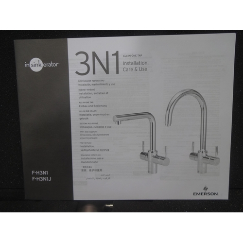 3059 - Insinkerator 3N1 Swan Neck Hot Water Tap Only Brushed Steel - model: FH3NIJ-BR1, Original RRP £405 i... 