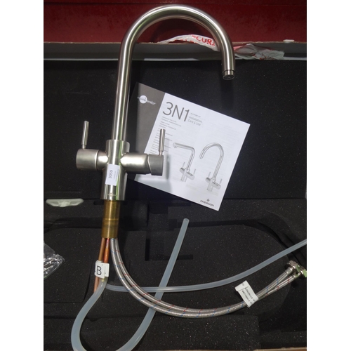 3059 - Insinkerator 3N1 Swan Neck Hot Water Tap Only Brushed Steel - model: FH3NIJ-BR1, Original RRP £405 i... 