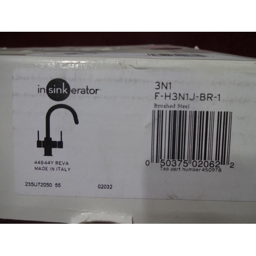 3059 - Insinkerator 3N1 Swan Neck Hot Water Tap Only Brushed Steel - model: FH3NIJ-BR1, Original RRP £405 i... 