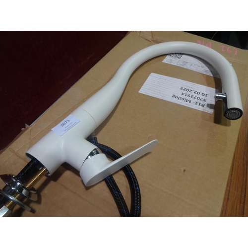 3071 - Demeter Pull Down Tap - Metallic White - High Pressure Only - model no 092L591DWN , Original RRP £27... 