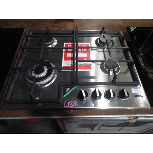 3074 - Zanussi Easy Cook 4 Zone Gas Hob - H40xW595xD510  - model no ZGNN645X , Original RRP £165.83 inc. va... 