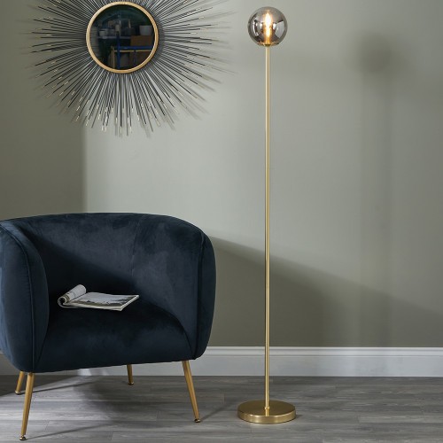 1440 - An Arabella smoked glass orb metal floor lamp (3215841)   #