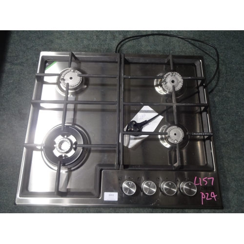 3092 - Zanussi Gas 4 Burner Hob - Stainless Steel - H30xW580xD500  - model no ZGG62414SA , Original RRP £14... 