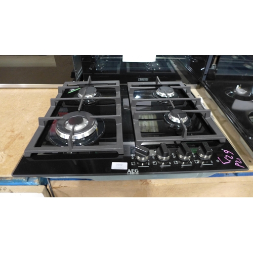 3250 - AEG 4 Burner Gas on Glass Hob - H40xW590xD520  - model no HKB64540NB , Original RRP £382.5 inc. vat ... 