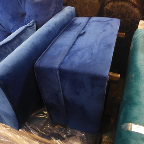 1633 - A Hoxton blue velvet two and three seater sofas and a footstool