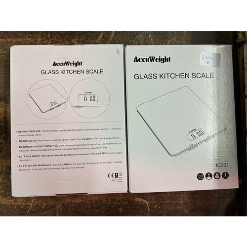 2057 - 2 Accuweight electronic glass kitchen scales - sealed