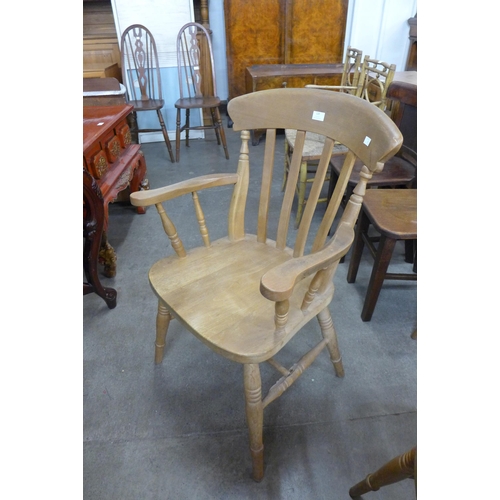 120 - A set of six beech kitchen chairs