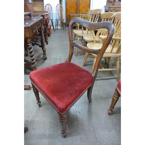 121 - A set of six William IV rosewood kidney back dining chairs