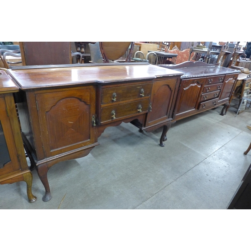 175 - A walnut breakfront sideboard and a mahogany sideboard