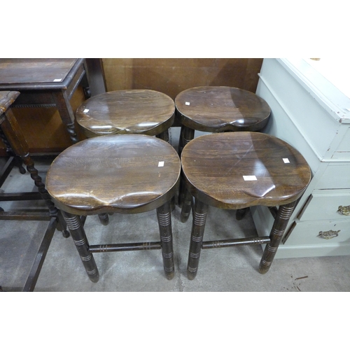 190 - A set of four beech kitchen stools