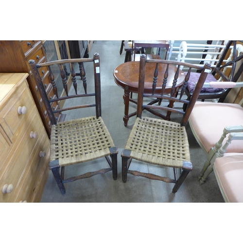 196 - A pair of Victorian elm spindleback kitchen chairs