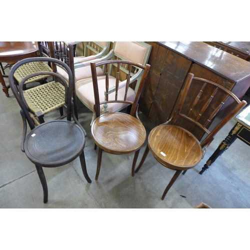 198 - Three early 20th Century beech bentwood chairs