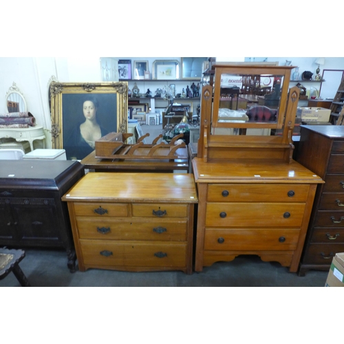 210 - An Edward VII satin birch dressing chest and chest of drawers