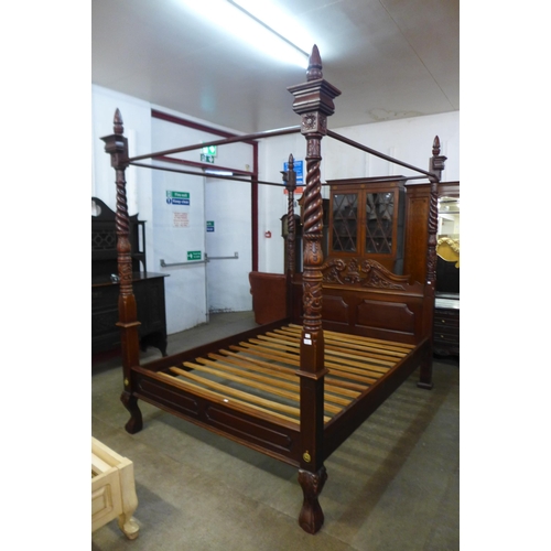 222 - An American Chippendale style hardwood full tester bed