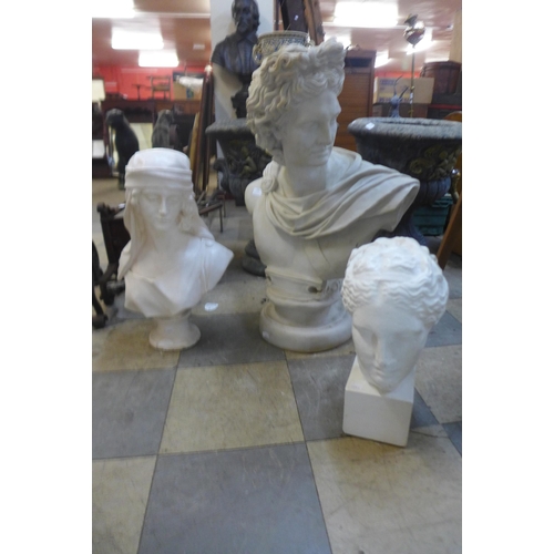 258 - Three assorted faux marble busts