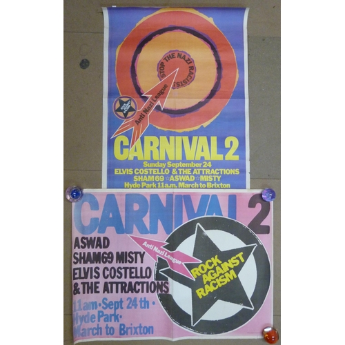 282 - Two vintage Carnival 2, Rock Against Racism posters