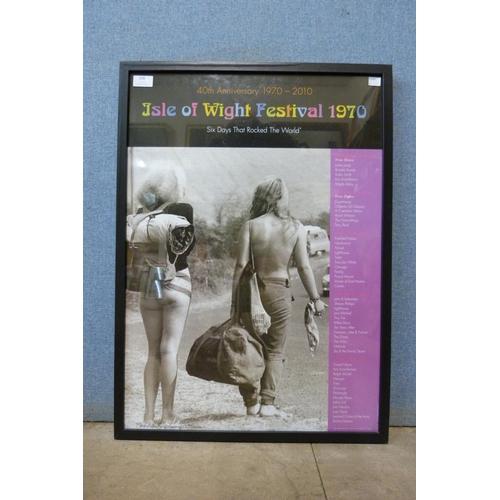 298 - A 1970-2010, 40th Anniversary Isle of Wight Festival poster, framed