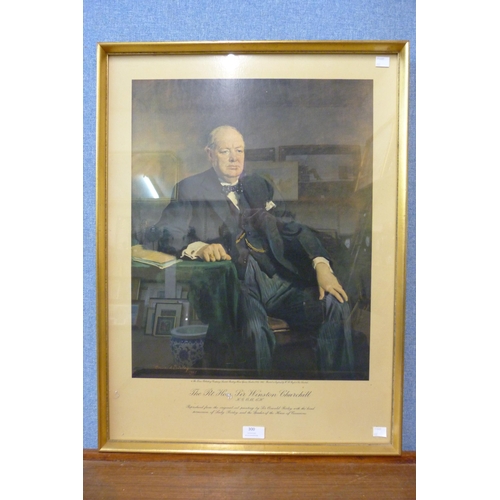 300 - A Sir Oswald Birley print of Winston Churchill, framed