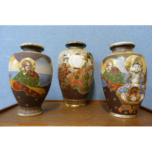 330 - Three Japanese satsuma porcelain vases