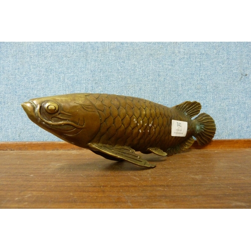 341 - An oriental bronze figure of a fish