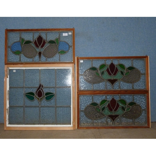 347 - Three Art Nouveau stained glass windows