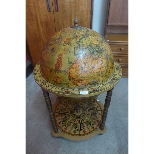 35 - A terrestrial globe cocktail cabinet/trolley