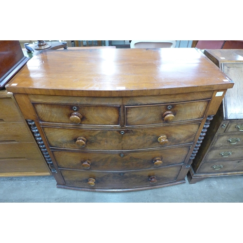 93 - A Victorian mahogany bow front chest of drawers