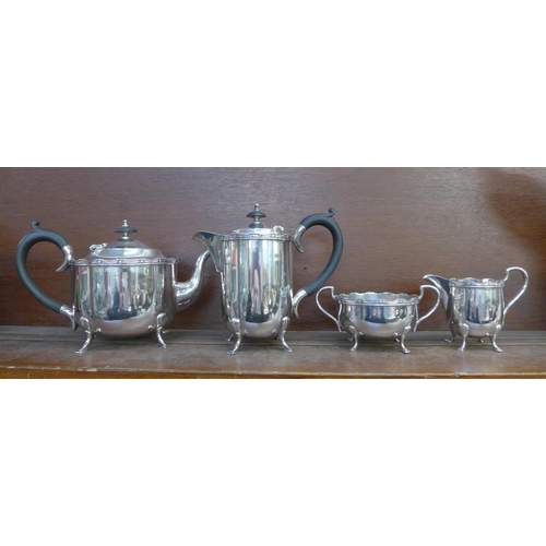 606 - A four piece Rockingham silver plated tea service