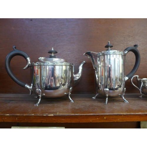 606 - A four piece Rockingham silver plated tea service