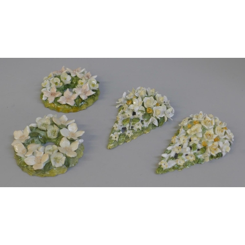 627 - Four The Royal Brides Bouquet Collection porcelain bouquets, Queen Victoria and Princess Diana