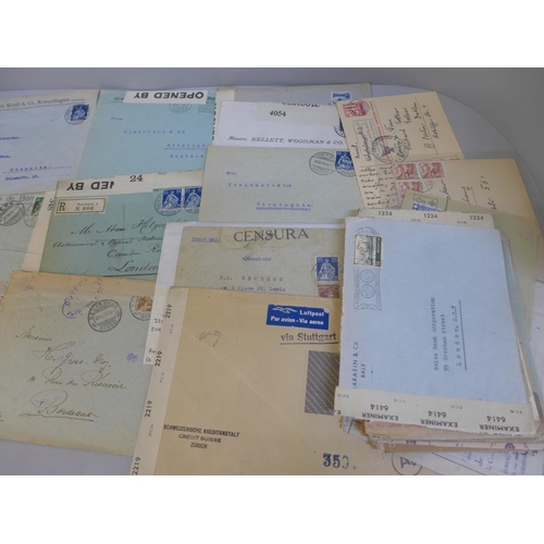 636 - Stamps:- Swiss WWII censored mail, (38)