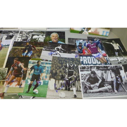 672 - A collection of 32 West Ham United signed photos, Brooking, Peters, Noble, etc.