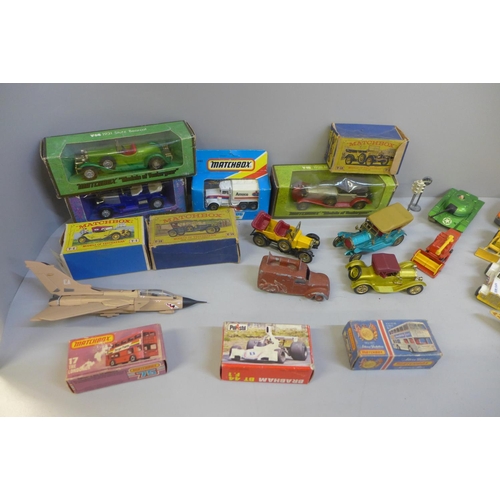 728 - A collection of die cast model vehicles, including Matchbox, Corgi, etc. some boxed