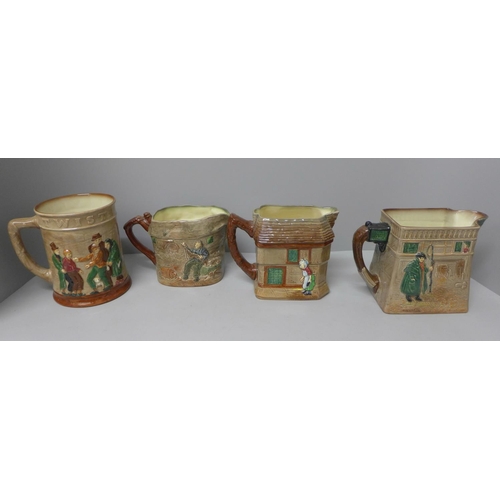 815 - Three Royal Doulton Oliver Twist water jugs and large mug