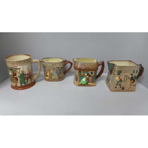 815 - Three Royal Doulton Oliver Twist water jugs and large mug