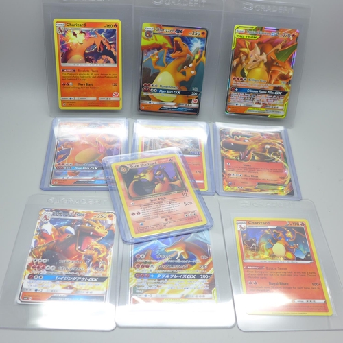 854 - Ten Ultra rare Charizard Pokemon cards