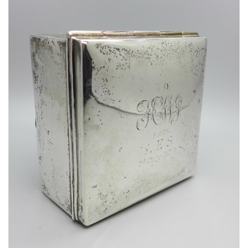 877 - A silver cigarette box, Sheffield 1907, 304g gross weight