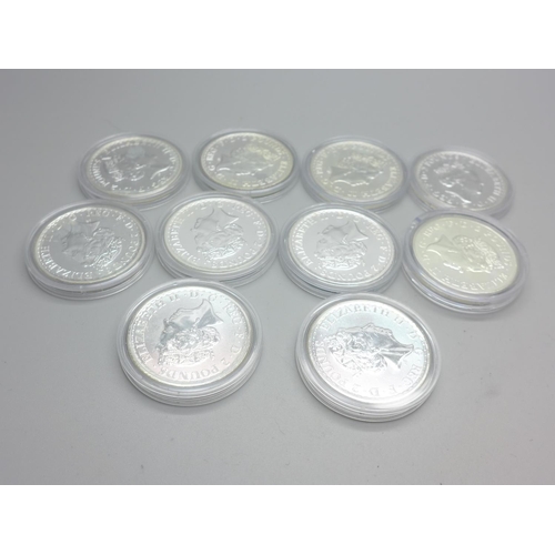 887 - Ten silver 1oz coins