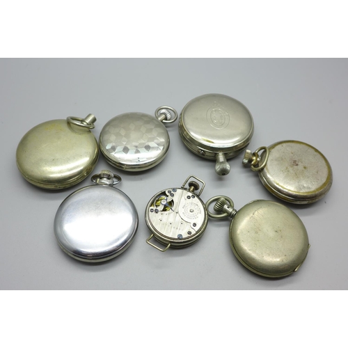 890 - Seven metal pocket watches, a/f