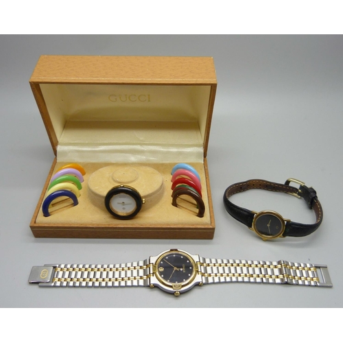 926 - Three lady's Gucci wristwatches