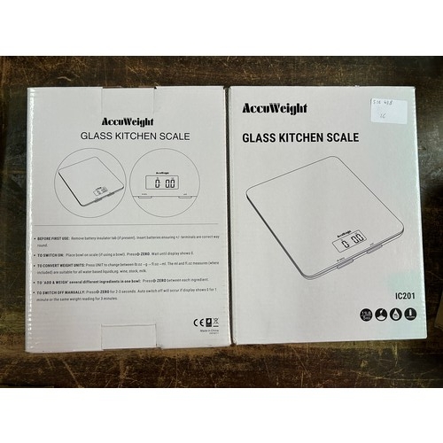 2056 - Two boxed, unused Accuweight electronic glass kitchen scales (Sealed)