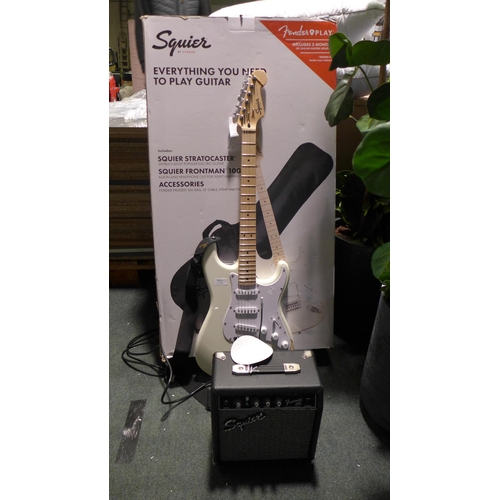 3037 - Fender Squier Electric Guitar and Amp (Damaged), original RRP £179.99 + VAT (283-19) * This lot is s... 